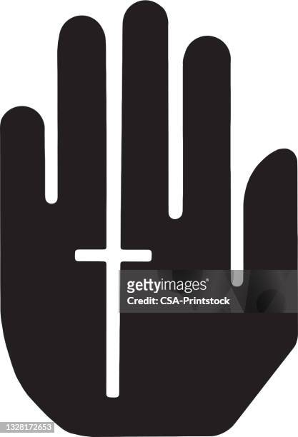 hand and cross icon - pastor stock illustrations