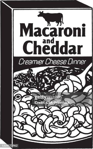 stockillustraties, clipart, cartoons en iconen met package of macaroni and cheddar dinner - macaroni en kaas