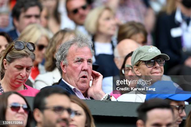 Jeremy Clarkson and Lisa Hogan attend Wimbledon Championships Tennis Tournament at All England Lawn Tennis and Croquet Club on July 11, 2021 in...