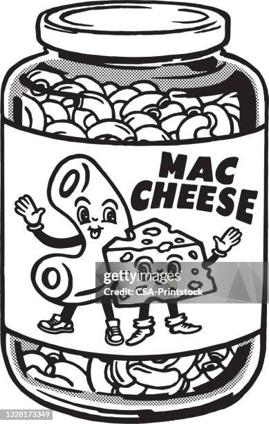 stockillustraties, clipart, cartoons en iconen met jar of macaroni and cheese - macaroni en kaas