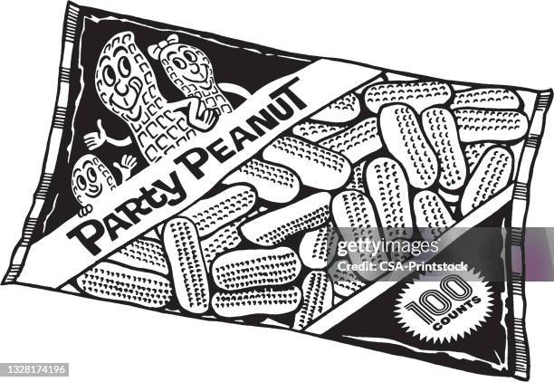 illustration of bag of peanuts - peanut bag stock illustrations
