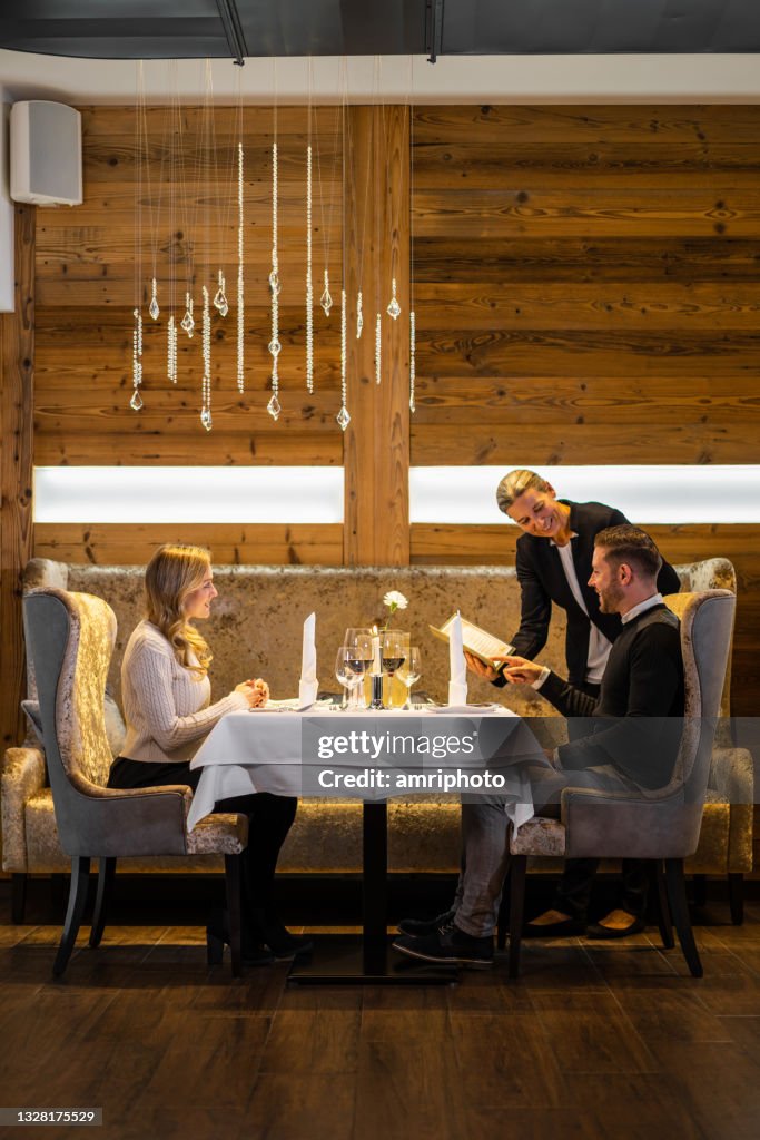 Couple dining in luxury restaurant