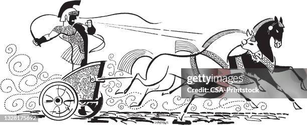 illustration of ancient roman chariot - chariot stock illustrations