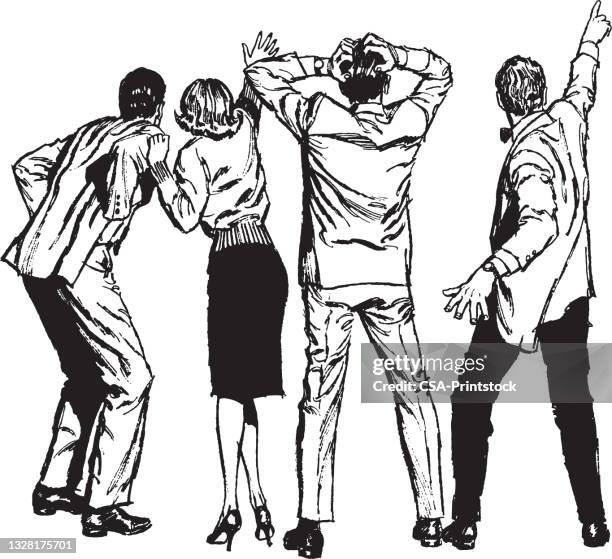 group of people in distraught - head in hands vector stock illustrations