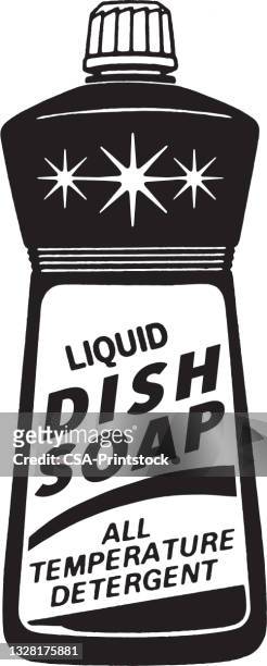 illustration with bottle with dishwashing liquid - dishwashing liquid stock illustrations