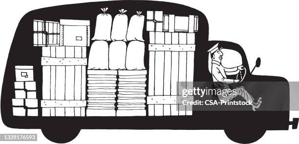 view of post car with visible interior - driver fatigue stock illustrations