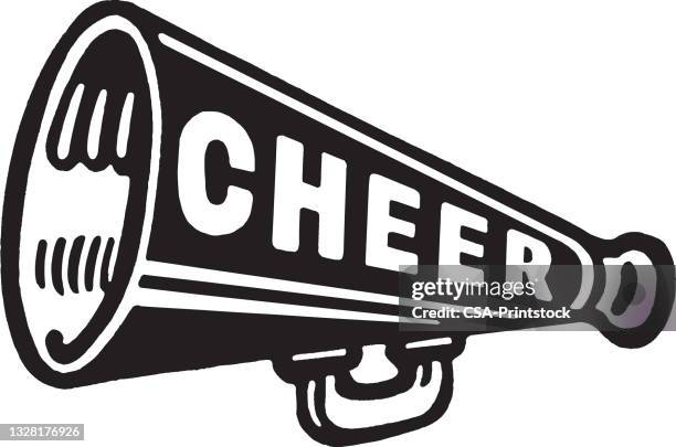 ilustrações de stock, clip art, desenhos animados e ícones de view of loudspeaker with word cheer on - cheerleader