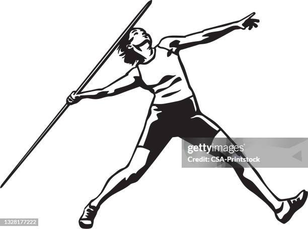 female athlete throwing javelin - javelin 幅插畫檔、美工圖案、卡通及圖標