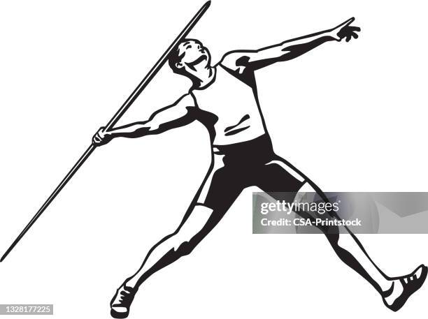 male athlete throwing javelin - javelin 幅插畫檔、美工圖案、卡通及圖標