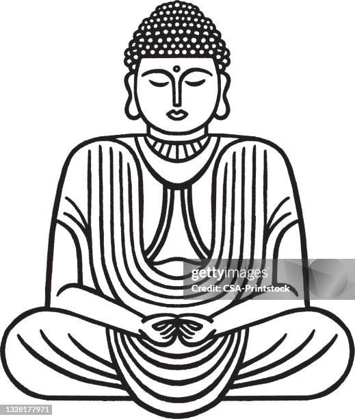 illustration with buddha - buddha stock illustrations