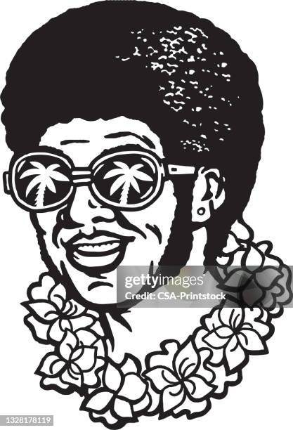 illustration of man on tropical vacations - man head stock illustrations