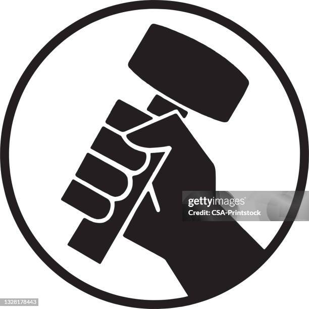 hand gripping a hammer - mallet stock illustrations