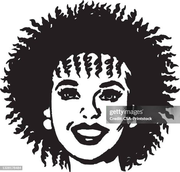 stockillustraties, clipart, cartoons en iconen met illustration of smiling woman - african american woman