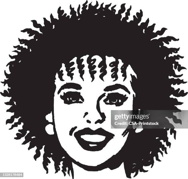 illustration of smiling woman - african american women hair stock illustrations