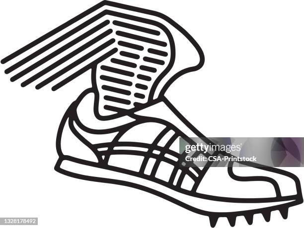 winged cleat - empty running track stock illustrations