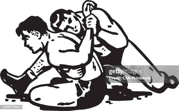 wrestlers - westler stock illustrations