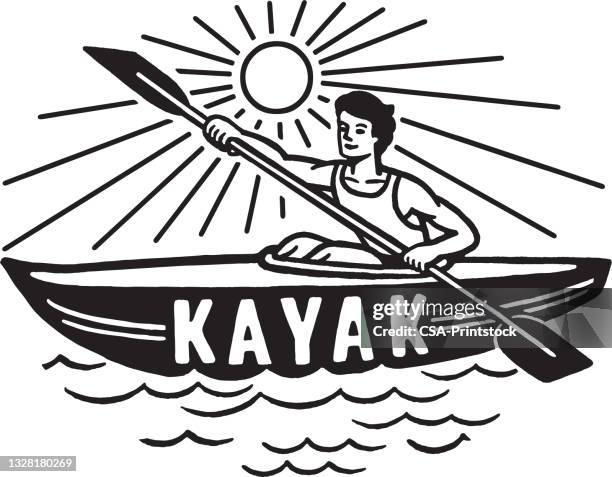 person kayaking - oar stock illustrations