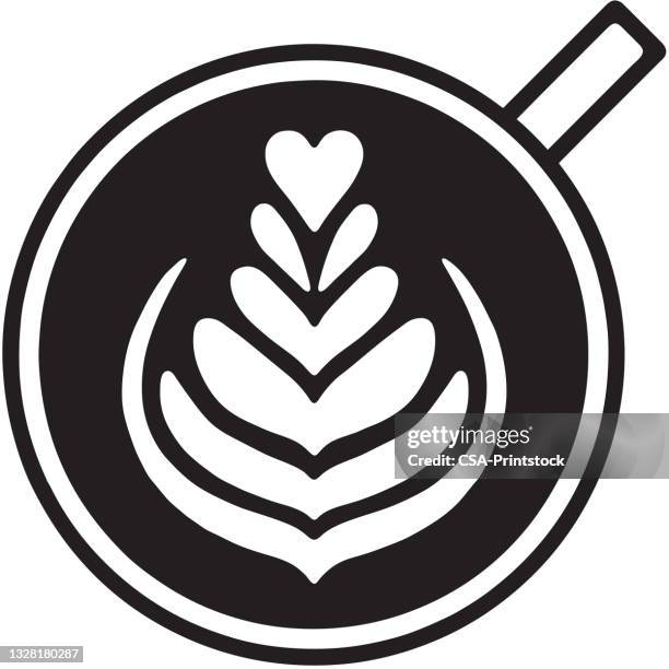 latte foam decoration - coffee logo stock illustrations