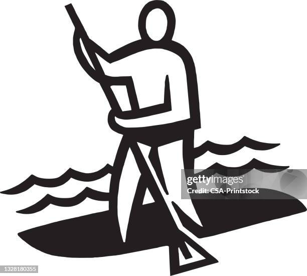 stand up paddleboarding - paddleboarding stock illustrations