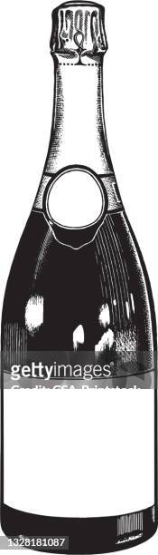 champagne bottle - champagne label stock illustrations