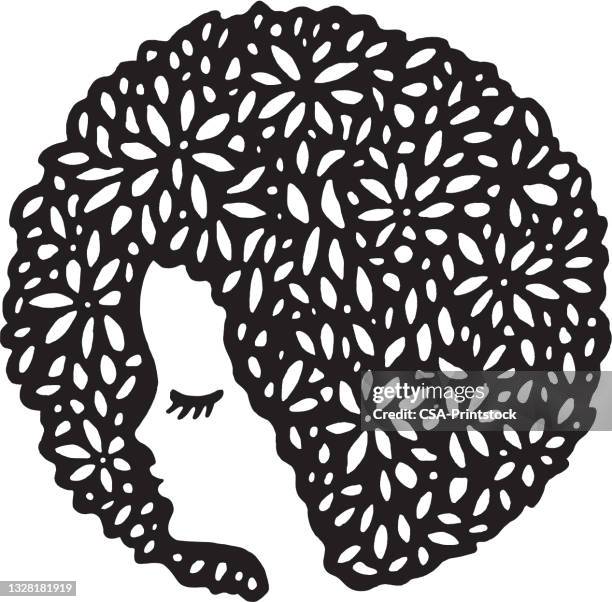 woman with big hairstyle - african american women hair stock illustrations