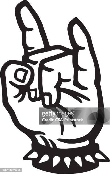 rock on hand sign - punk stock illustrations