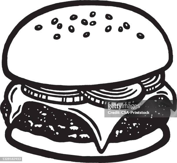 ilustraciones, imágenes clip art, dibujos animados e iconos de stock de hamburguesa con queso - hamburguesa