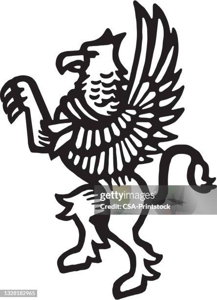 stockillustraties, clipart, cartoons en iconen met rampant griffin - griffioen