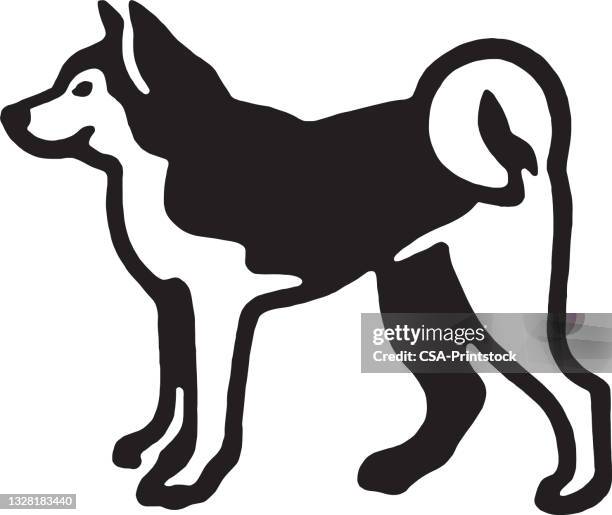 husky dog symbol - dog husky stock-grafiken, -clipart, -cartoons und -symbole