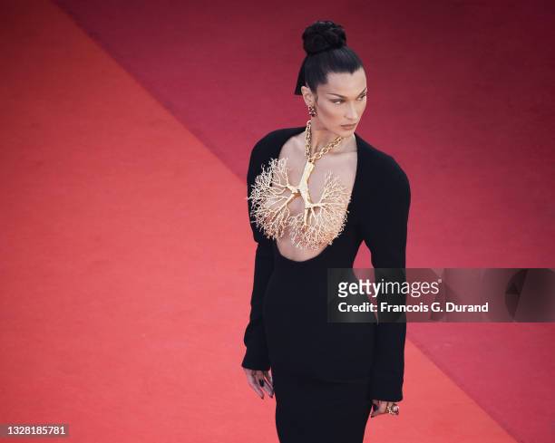 Bella Hadid attends the "Tre Piani " screening during the 74th annual Cannes Film Festival on July 11, 2021 in Cannes, France.