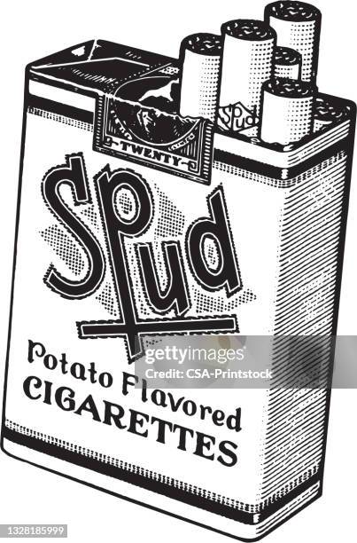 spud cigarettes package - cigarette stock illustrations