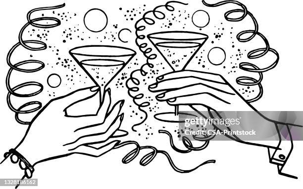 two martini glasses - drinking stock illustrations stock illustrations