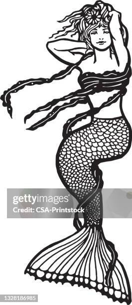 meerjungfrau - meerjungfrau stock-grafiken, -clipart, -cartoons und -symbole