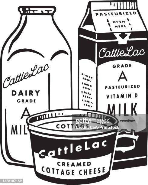 dairy products - milk bottles stock illustrations