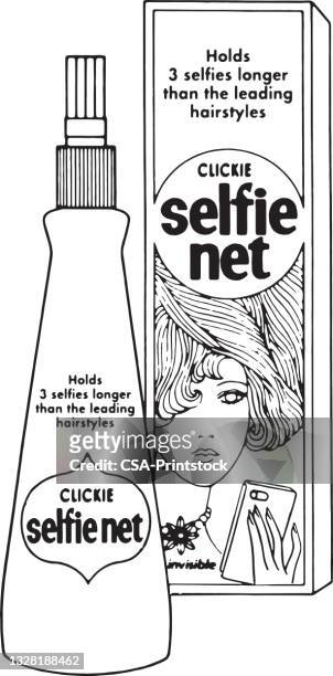 bottle of selfie net hair spray - hairspray hair product stock illustrations