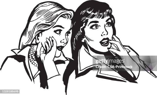 women chatting - two teenagers talking stock illustrations