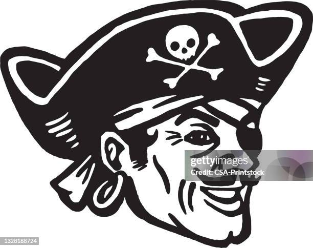 head of a pirate - pirate hat stock illustrations