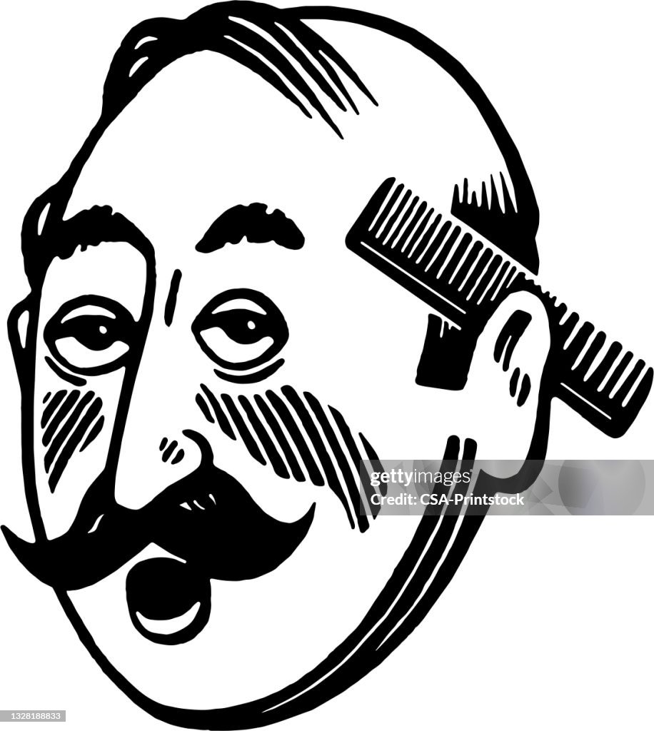 Man with Comb Over and Comb Behind Ear