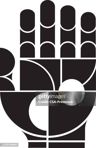 abstract hand in pieces - human finger print stock illustrations