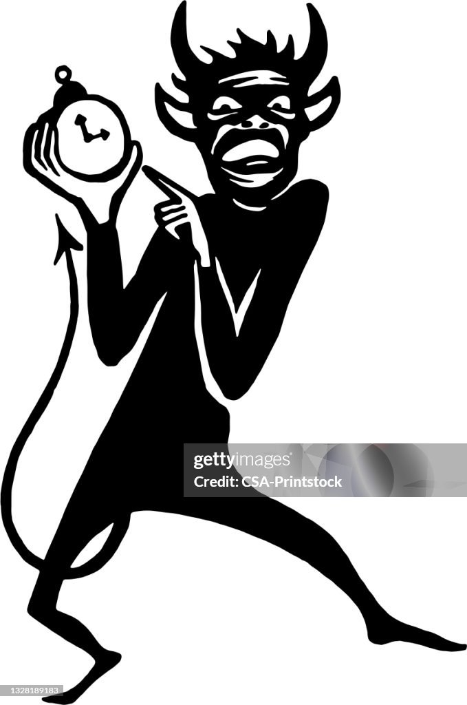 Devil Countdown Image Devil Pointing To A Stopwatch High-Res Vector Graphic - Getty Images