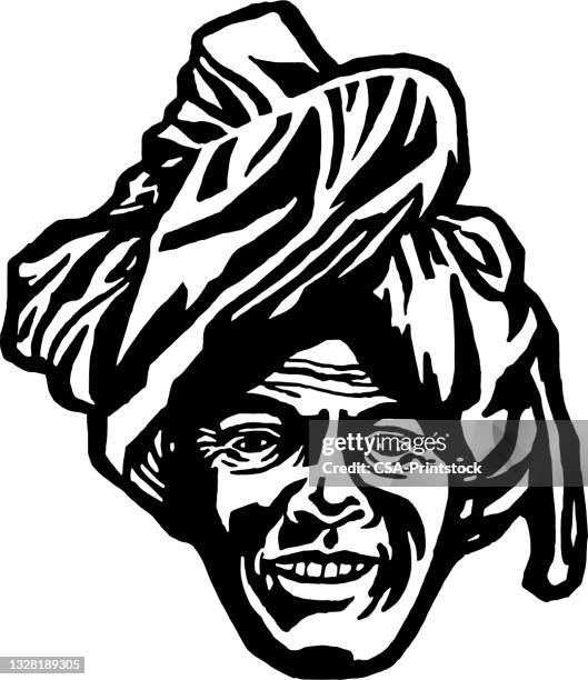 man with turban - head wrap stock illustrations