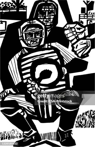 baseball catcher - baseball catcher stock illustrations