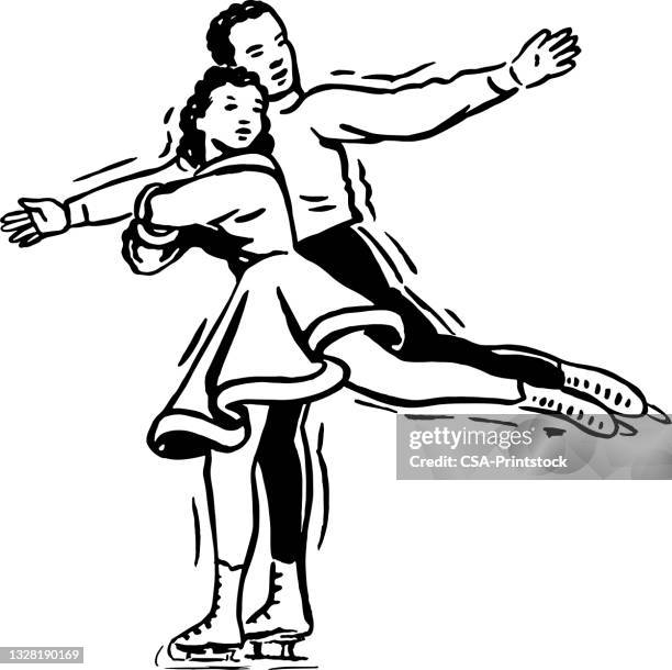 ice skaters - figure skating couple stock illustrations