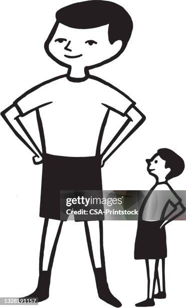 large and small boys - small tshirt stock illustrations