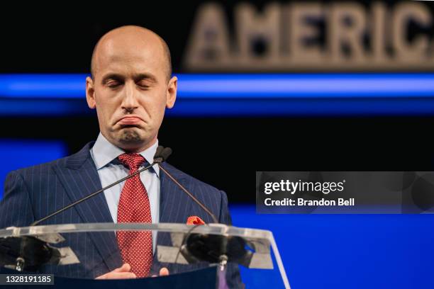 Former White House Senior Advisor and Director of Speechwriting Steven Miller prepares to speak during the Conservative Political Action Conference...