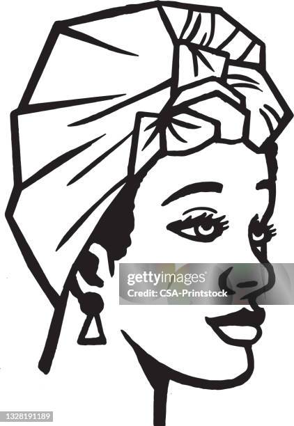 ilustrações de stock, clip art, desenhos animados e ícones de woman wearing a headscarf - lenço na cabeça enfeites para a cabeça