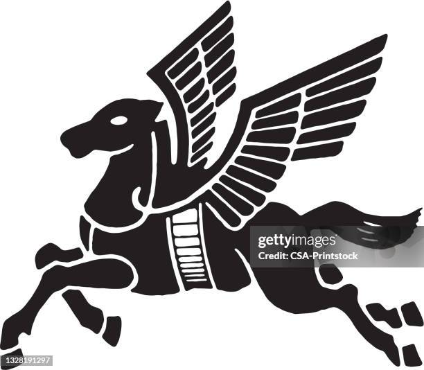 winged horse - pegasus stock illustrations