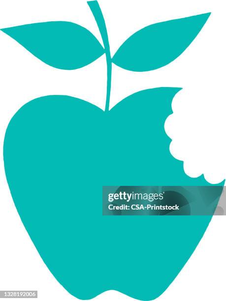apple - apple with bite stock illustrations