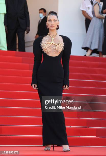 Bella Hadid attends the "Tre Piani " screening during the 74th annual Cannes Film Festival on July 11, 2021 in Cannes, France.