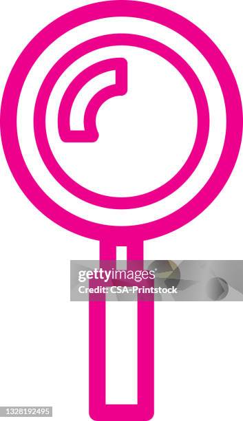 magnifying glass icon - looking into mirror stock illustrations